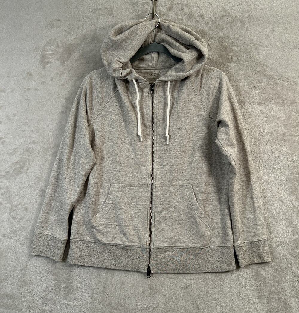 Uniqlo Double Full Zip Hoodie Jacket Size Large Oatmeal Heather Gray Casual
